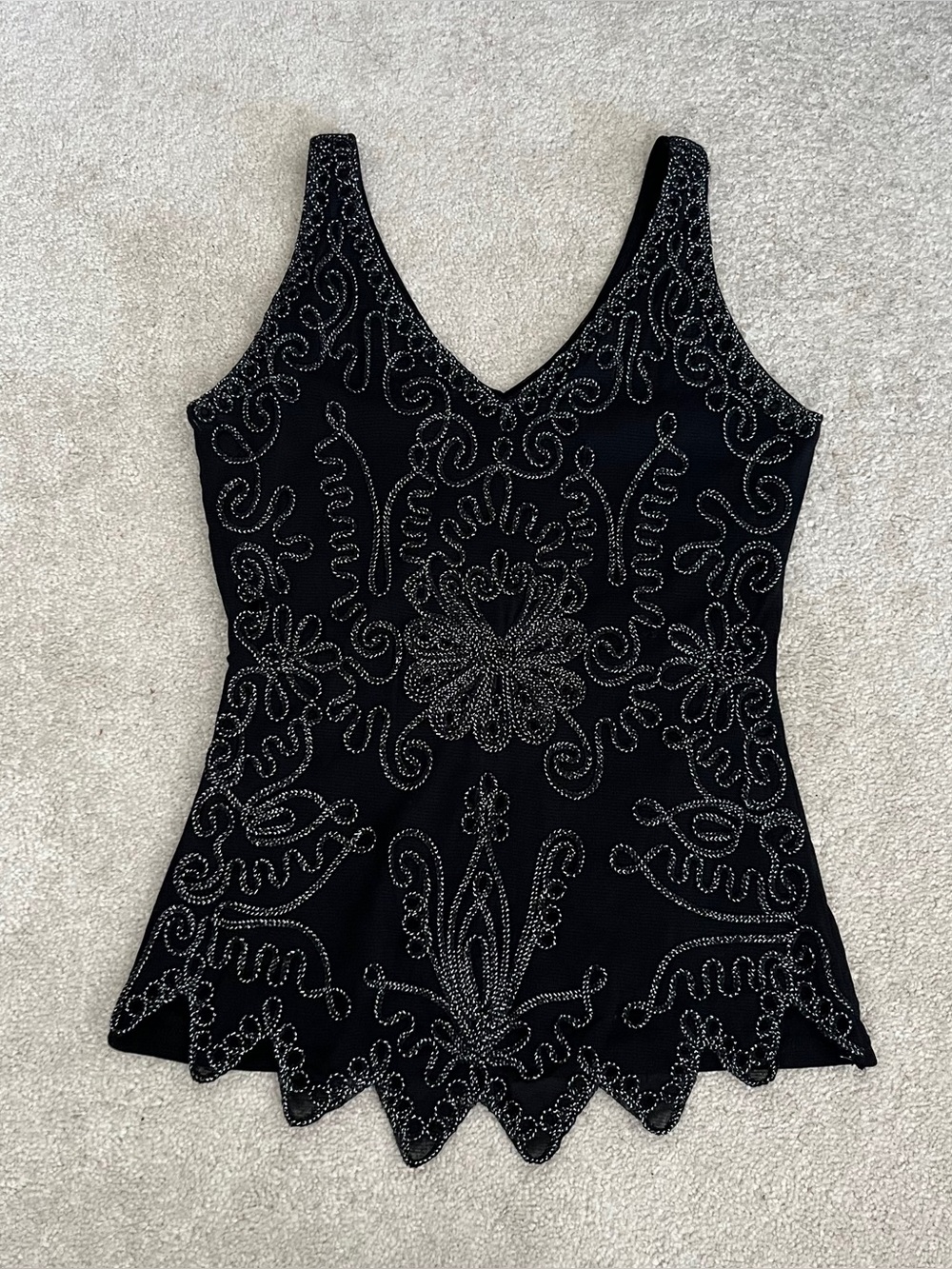 Vintage Pretty Angel Metallic Tinsel Embroidered Top